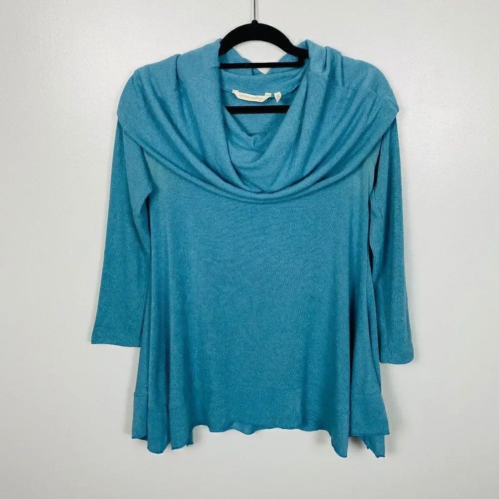 Soft Surroundings Size XS Blue B'Call Long Sleeve Cowl Neck Tunic Sweater Top